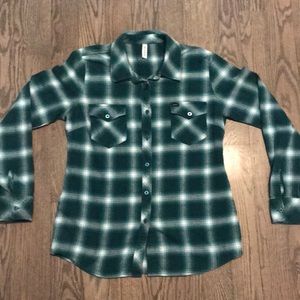 RVCA pine green flannel size large